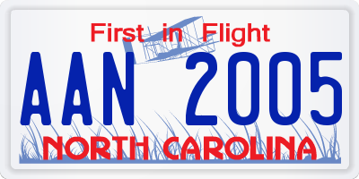 NC license plate AAN2005