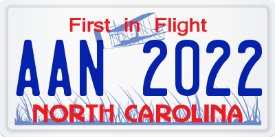 NC license plate AAN2022