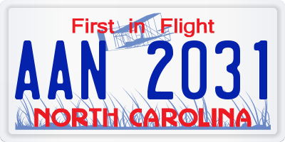 NC license plate AAN2031