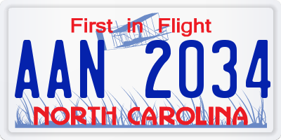 NC license plate AAN2034