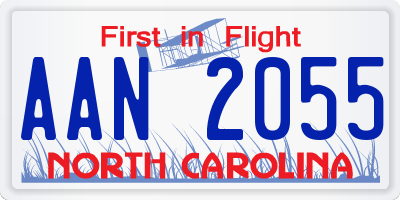 NC license plate AAN2055