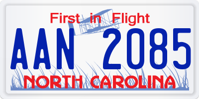 NC license plate AAN2085