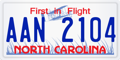 NC license plate AAN2104