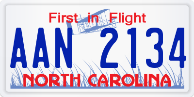 NC license plate AAN2134