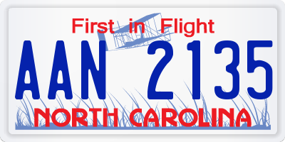 NC license plate AAN2135