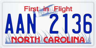 NC license plate AAN2136