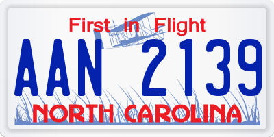 NC license plate AAN2139