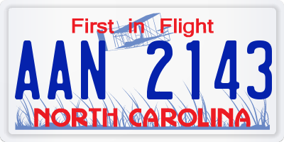 NC license plate AAN2143