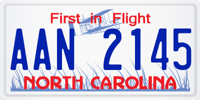 NC license plate AAN2145