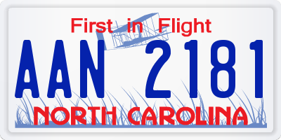 NC license plate AAN2181