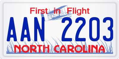 NC license plate AAN2203
