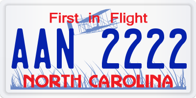NC license plate AAN2222
