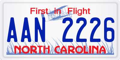 NC license plate AAN2226