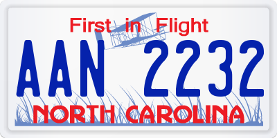 NC license plate AAN2232