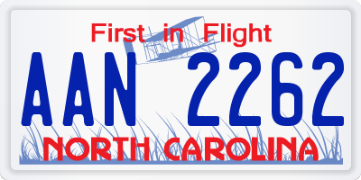 NC license plate AAN2262