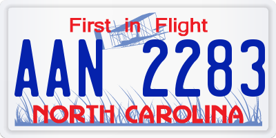 NC license plate AAN2283
