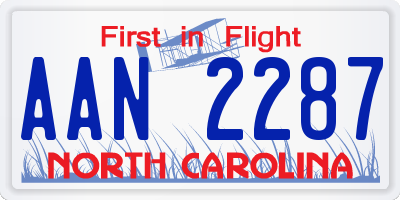 NC license plate AAN2287