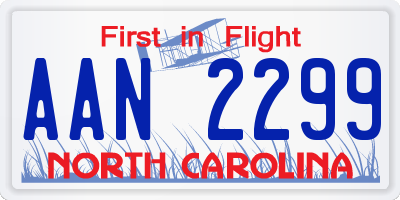 NC license plate AAN2299