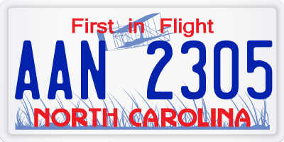 NC license plate AAN2305