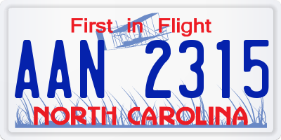 NC license plate AAN2315