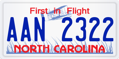 NC license plate AAN2322