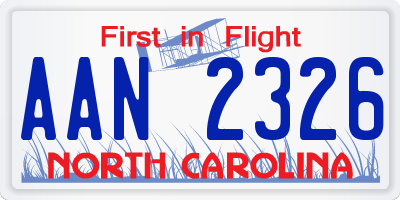 NC license plate AAN2326