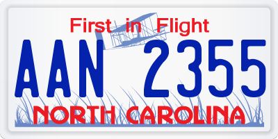 NC license plate AAN2355