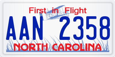 NC license plate AAN2358