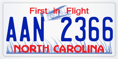 NC license plate AAN2366