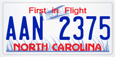 NC license plate AAN2375