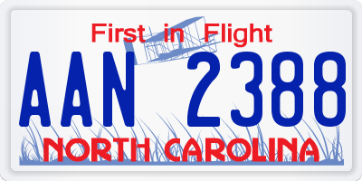 NC license plate AAN2388