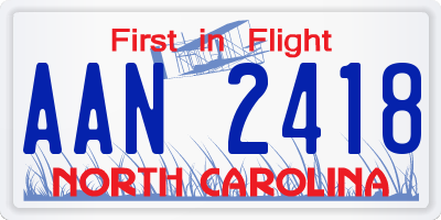 NC license plate AAN2418