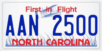 NC license plate AAN2500