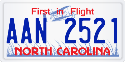 NC license plate AAN2521