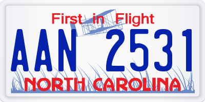 NC license plate AAN2531
