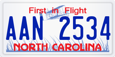 NC license plate AAN2534