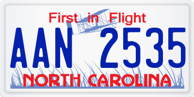 NC license plate AAN2535