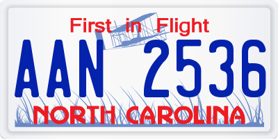 NC license plate AAN2536
