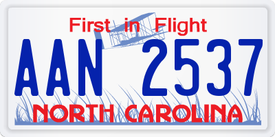 NC license plate AAN2537