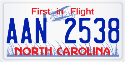 NC license plate AAN2538