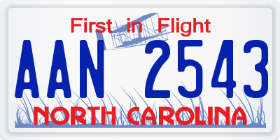 NC license plate AAN2543