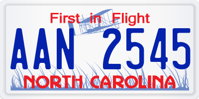 NC license plate AAN2545