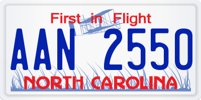 NC license plate AAN2550