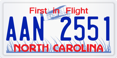 NC license plate AAN2551