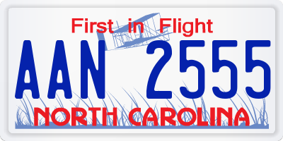 NC license plate AAN2555