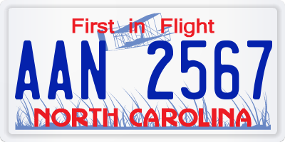 NC license plate AAN2567