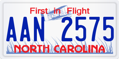 NC license plate AAN2575