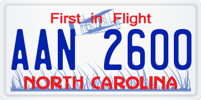 NC license plate AAN2600