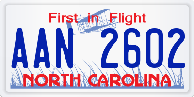 NC license plate AAN2602