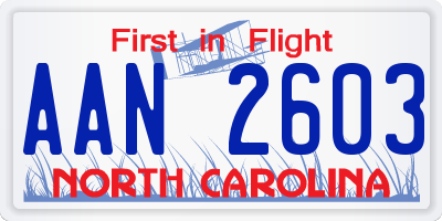 NC license plate AAN2603